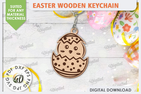 Easter Chick SVG. Wooden Keychain Laser Cut SVG Evgenyia Guschina 