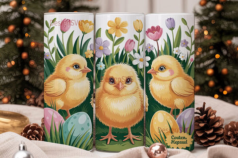 Easter Chicks 20oz Tumbler Wrap Sublimation DesignSVG 