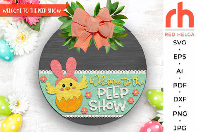 Easter Chicks Door Sign SVG, Layered Spring Hanger Cut File SVG RedHelgaArt 