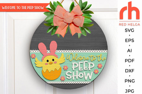 Easter Chicks Door Sign SVG, Layered Spring Hanger Cut File SVG RedHelgaArt 