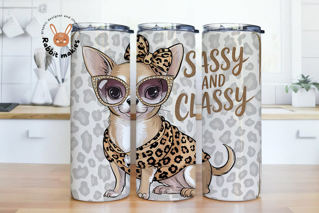 Easter Chihuahua Tumbler Wrap, Dogs 20oz Skinny Tumbler Wrap Sublimation PNG, Sassy & Classy Chihuahua Tumbler Wrap, Leopard Dog Sublimation Design Sublimation Rabbitmakies 