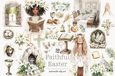 Easter Clipart | Faithful Clip Art | Religious Easter PNG SVG GlamArtZhanna 