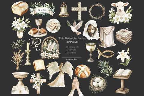 Easter Clipart | Faithful Clip Art | Religious Easter PNG SVG GlamArtZhanna 