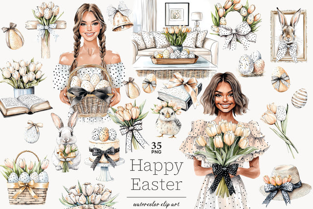 Easter Clipart PNG Bundle | Spring Graphics Collection SVG GlamArtZhanna 
