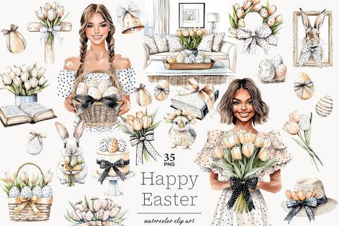 Easter Clipart PNG Bundle | Spring Graphics Collection SVG GlamArtZhanna 