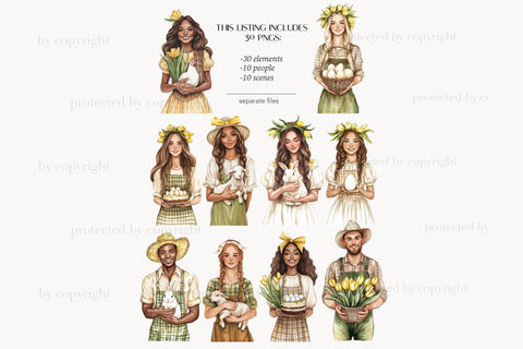 Easter Clipart | Rustic Easter Clip Art | Spring Cottage PNG SVG GlamArtZhanna 