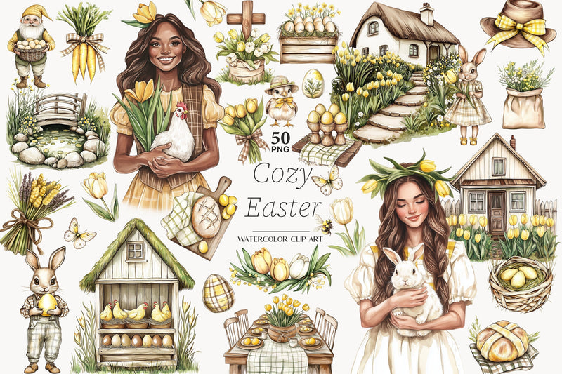 Easter Clipart | Rustic Easter Clip Art | Spring Cottage PNG SVG GlamArtZhanna 