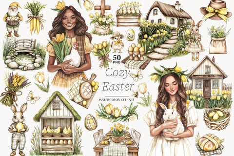 Easter Clipart | Rustic Easter Clip Art | Spring Cottage PNG SVG GlamArtZhanna 