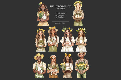 Easter Clipart | Rustic Easter Clip Art | Spring Cottage PNG SVG GlamArtZhanna 