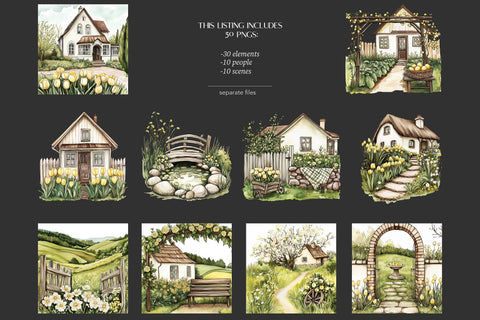 Easter Clipart | Rustic Easter Clip Art | Spring Cottage PNG SVG GlamArtZhanna 