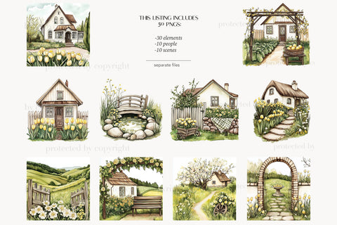 Easter Clipart | Rustic Easter Clip Art | Spring Cottage PNG SVG GlamArtZhanna 