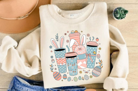 Easter Coffee Cups PNG, Easter Cups PNG, Easter Day PNG, Happy Easter PNG, Easter PNG, Bunny PNG, Easter Eggs PNG Sublimation Regulrcrative 