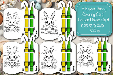Easter Coloring card Easter Crayon holder Coloring page printable coloring sheet SVG Createya Design 