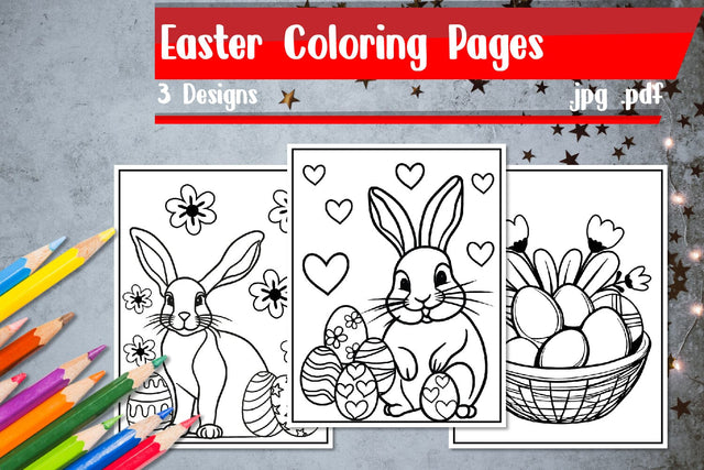 Easter Coloring Pages 3 SVG zafrans studio 