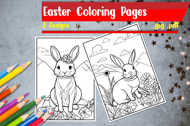 Easter Coloring Pages | Bunny Coloring Pages SVG zafrans studio 