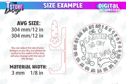 Easter Countdown | Easter Calendar Template | Days Until Easter | CNC File SVG The T Store Design 