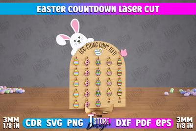 Easter Countdown | Easter Calendar Template | Days Until Easter | CNC File SVG The T Store Design 