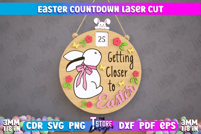 Easter Countdown | Easter Calendar Template | Days Until Easter | CNC File SVG The T Store Design 