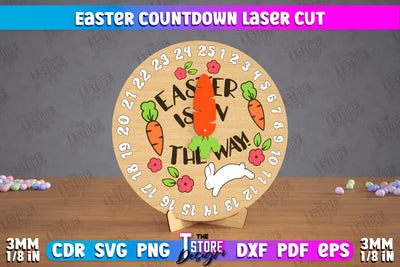 Easter Countdown | Easter Calendar Template | Days Until Easter | CNC File SVG The T Store Design 