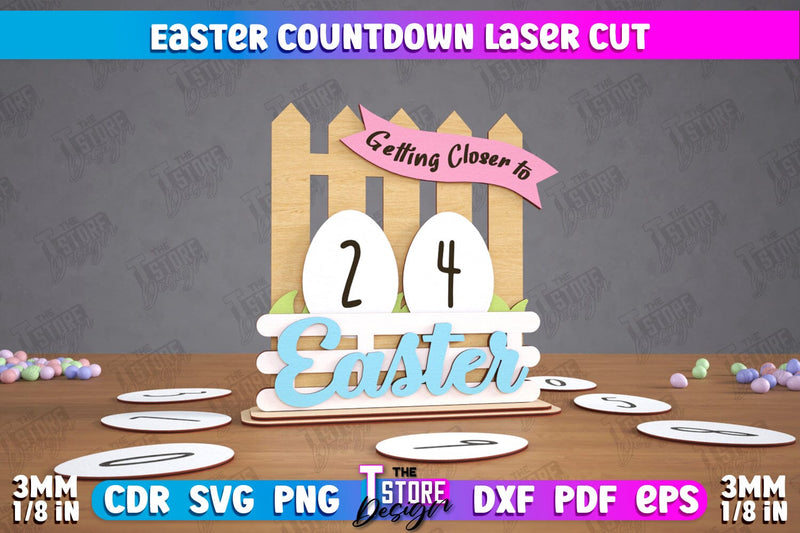 Easter Countdown | Easter Calendar Template | Days Until Easter | CNC File SVG The T Store Design 