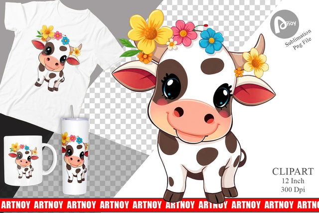 Easter Cow Clipart Sublimation artnoy 
