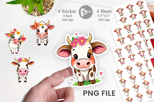 Easter Cow Sticker Sublimation artnoy 