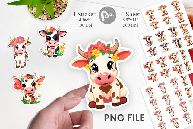 Easter Cow Sticker Sublimation artnoy 