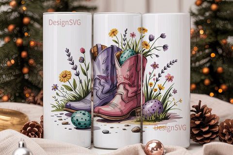 Easter Cowboy Boots Tumbler Wrap Sublimation DesignSVG 