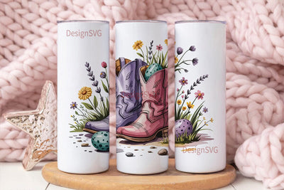 Easter Cowboy Boots Tumbler Wrap Sublimation DesignSVG 