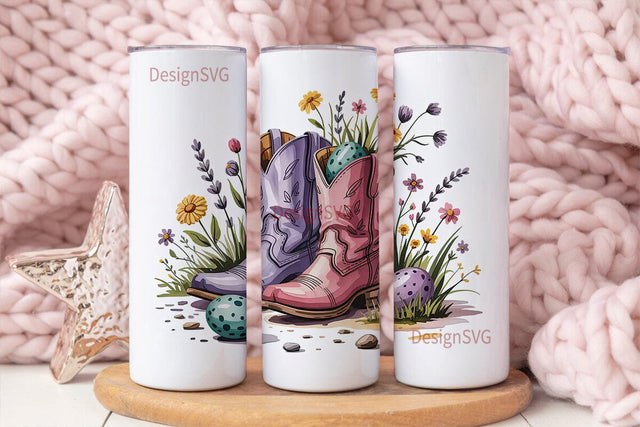 Easter Cowboy Boots Tumbler Wrap Sublimation DesignSVG 