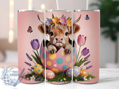 Easter Cracked Egg Highland Cow Tumbler, Cracked Egg Tumbler, Cute Cow Wrap, Stylish 20oz Wrap, Sublimation Design, Trendy Gift Idea, Inspirational Easter Tumbler Sublimation ToriDesigns 