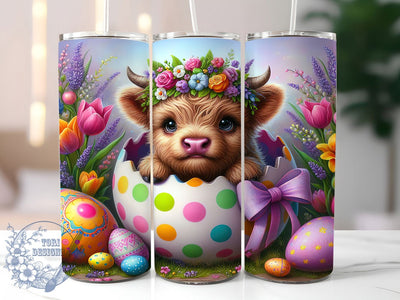Easter Cracked Egg Highland Cow Tumbler, Cracked Egg Tumbler, Cute Cow Wrap, Stylish 20oz Wrap, Sublimation Design, Trendy Gift Idea, Inspirational Easter Tumbler Sublimation ToriDesigns 