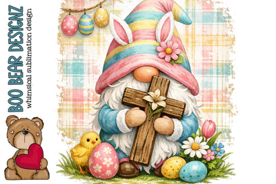 Easter Cross and Gnome Clipart Sublimation Boo Bear Designz 
