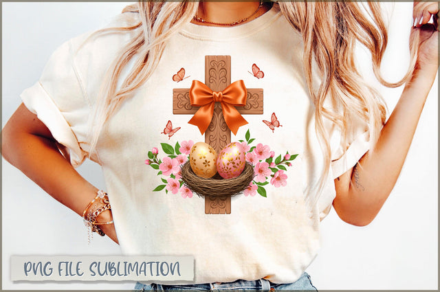 Easter Cross with Eggs Sublimation Sublimation Shetara Begum 