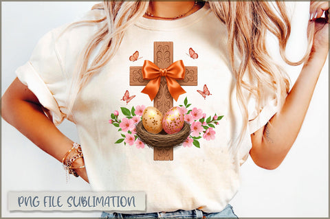 Easter Cross with Eggs Sublimation Sublimation Shetara Begum 