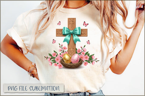 Easter Cross with Eggs Sublimation Sublimation Shetara Begum 