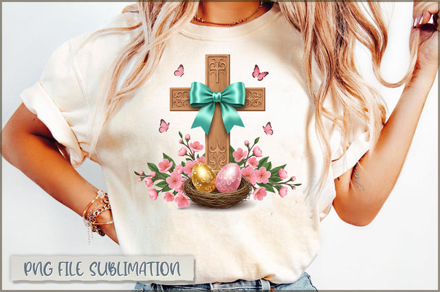 Easter Cross with Eggs Sublimation Sublimation Shetara Begum 