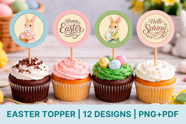 Easter Cupcake Topper Printable SVG KMarinaDesign 