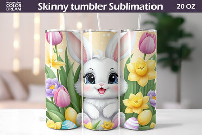Easter Cute Bunny Tumbler | Spring Rabbit Tumbler Wrap Sublimation WatercolorColorDream 