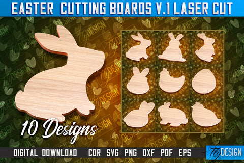 Easter Cutting Boards | Bunny Laser Cut | Easter Design v.1 SVG Fly Design 