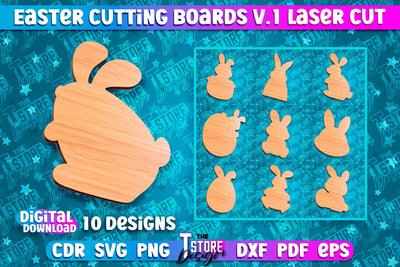 Easter Cutting Boards | Bunny Laser Cut | Easter Design v.1 SVG The T Store Design 