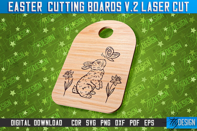 Easter Cutting Boards | Bunny Laser Cut | Easter Design v.2 SVG Fly Design 