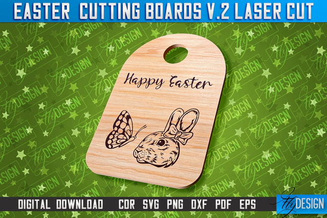 Easter Cutting Boards | Bunny Laser Cut | Easter Design v.2 SVG Fly Design 