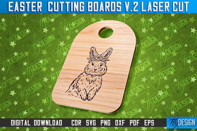 Easter Cutting Boards | Bunny Laser Cut | Easter Design v.2 SVG Fly Design 