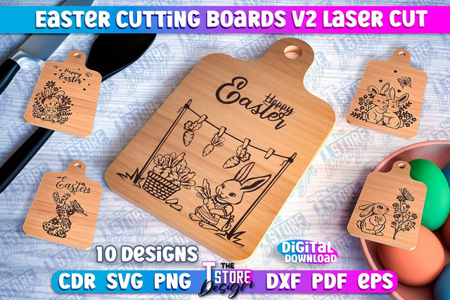 Easter Cutting Boards | Bunny Laser Cut | Easter Design v.2 SVG The T Store Design 