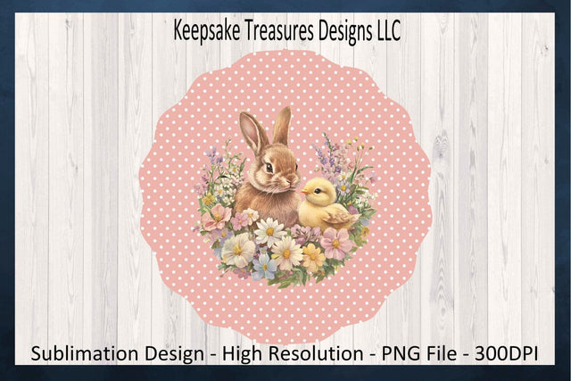 Easter Daisy Bunny Wind Spinner, Spring Wind Spinner Design, Sublimation Wind Spinner PNG Design Sublimation Keepsake Treasures Designs LLC. 