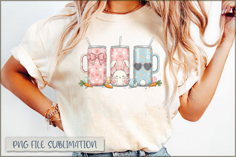 Easter Day Cup PNG, Easter Bunny and Eggs PNG Sublimation Shetara Begum 