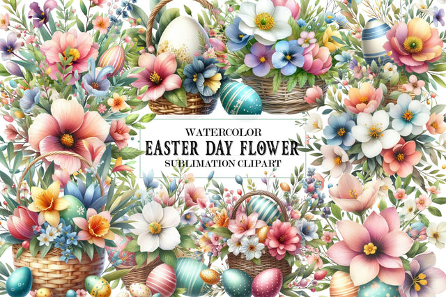 Easter Day Flower Clipart Sublimation Sublimation SVGista 