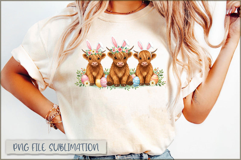 Easter Day Highland Cow Happy Easter Sublimation Sublimation Shetara Begum 