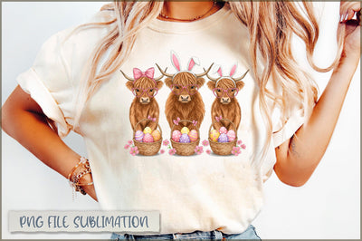 Easter Day Highland Cow PNG Sublimation Shetara Begum 